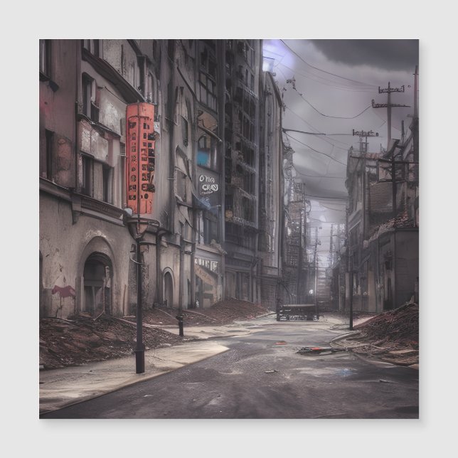 Cidade abandonada | Posto Apocalyptic Dystopian Wo (Frente)