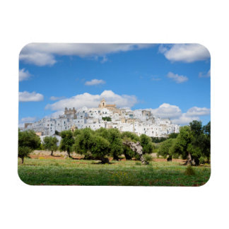 Cidade branca de Ostuni, ímã retangular Puglia
