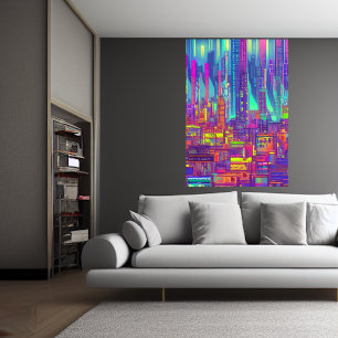 Cidade Colorida AI Art Poster