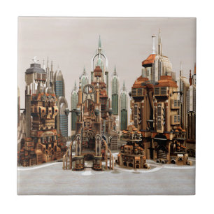 Cidade de Fantasia Futurista Arte de Horizonte de 