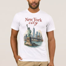 Cidade de Nova York – Camiseta da Estátua e do Hor