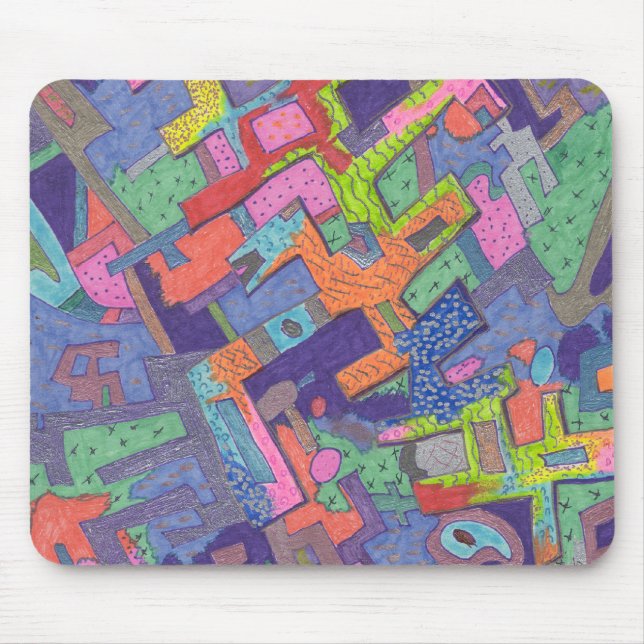 "Cidade Desmoronante" Abstrato Mousepad (Frente)