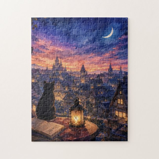Cidade Fantasia ao Luar Quebra-Cabeça (Vertical)