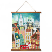 Cidade ilustrativa de Londres na neve Natal