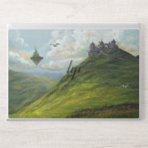 Cidade na arte da paisagem da fantasia da montanha