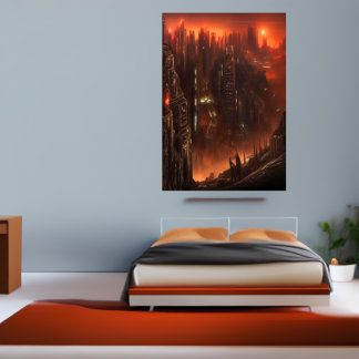 Cidade no portão do Inferno | AI Art Poster