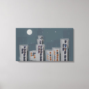Cidade Noite Estreita Canvas