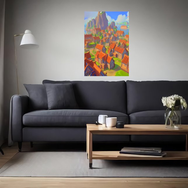 Cidade perto do oceano | AI Art Poster (Criador carregado)