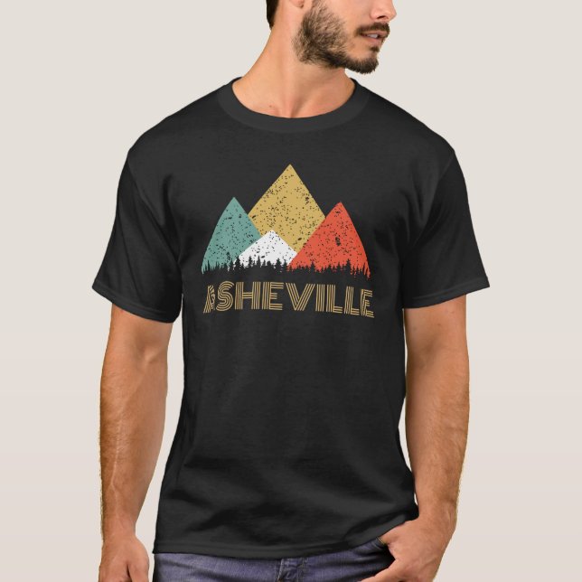 Cidade retro da camisa da montanha de Asheville (Frente)