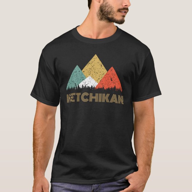 Cidade retro da camisa da montanha de Ketchikan (Frente)