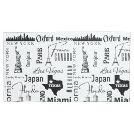 Cidades famosas de padrão moderno, preto e branco,