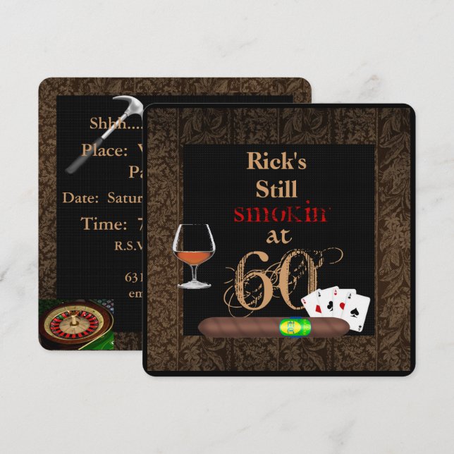 Cigarros de 60º Aniversário, Poker e CONVITES (Frente/Verso)