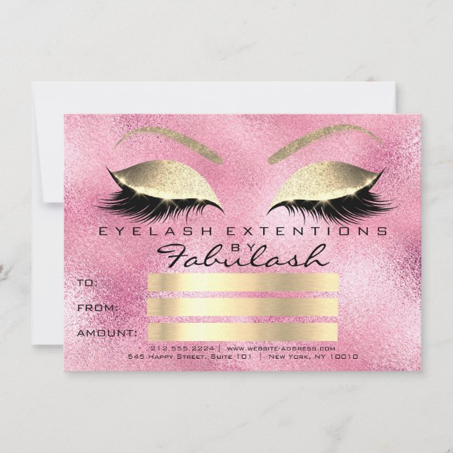 Cílios Rosa Dourado Presente Certificado Maquiagem (Frente)