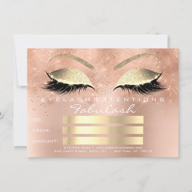 Cílios Rosa Glitter Dourado Presente Certificado d (Frente)