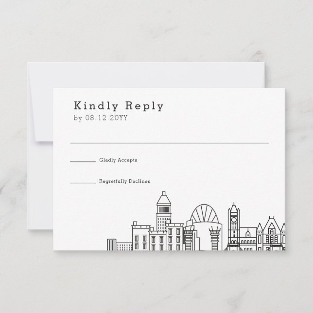 Cincinnati, Ohio Wedding | RSVP Skyline Estilizado (Frente)