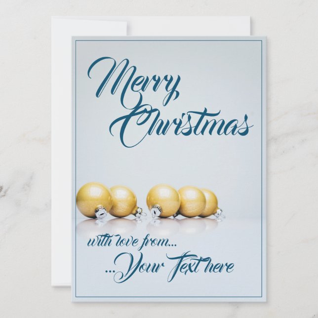 Cinco bolas de natal de ouro - escrevendo azul (Frente)
