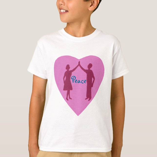 Cinco, camisas masculinas e fêmeas alta da paz da (Frente)