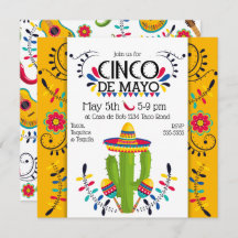 Cinco de Mayo Cactus Maracas Convite Folk