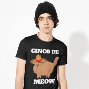 CINCO DE MEOW CAMISETA DE GATO ENGRAÇADO CAMISETAS