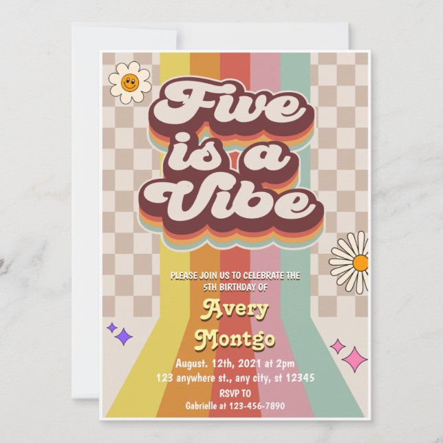 Cinco é um Convite de Aniversário para 5 de Vibe G (Frente)