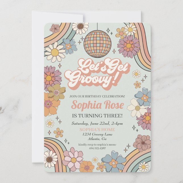 Cinco é um retrato de aniversário de 5 Vibe Groovy (Frente)