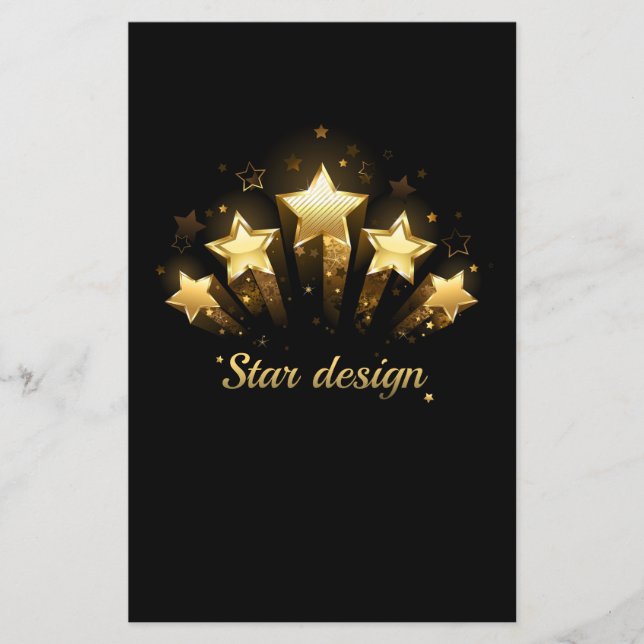 Cinco estrelas douradas a preto (Frente)