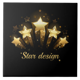 Cinco estrelas douradas em preto