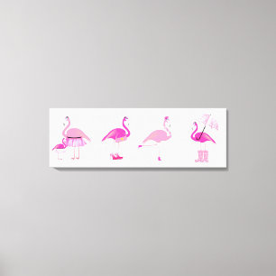 Cinco flamingos cor-de-rosa - canvas