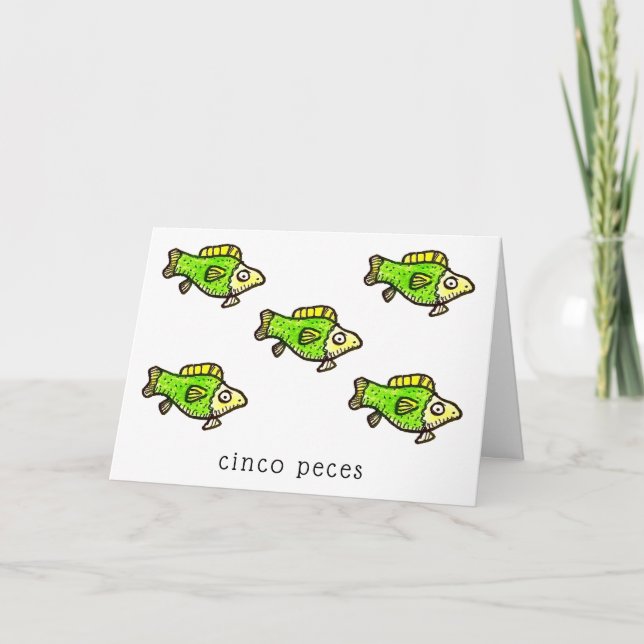 Cinco Peixes Peixe Feliz Cumpleanos Cartão de Aniv (Frente)