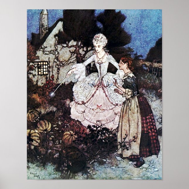 Cinderella Fairy Godman por Edmund Dulac Poster (Frente)