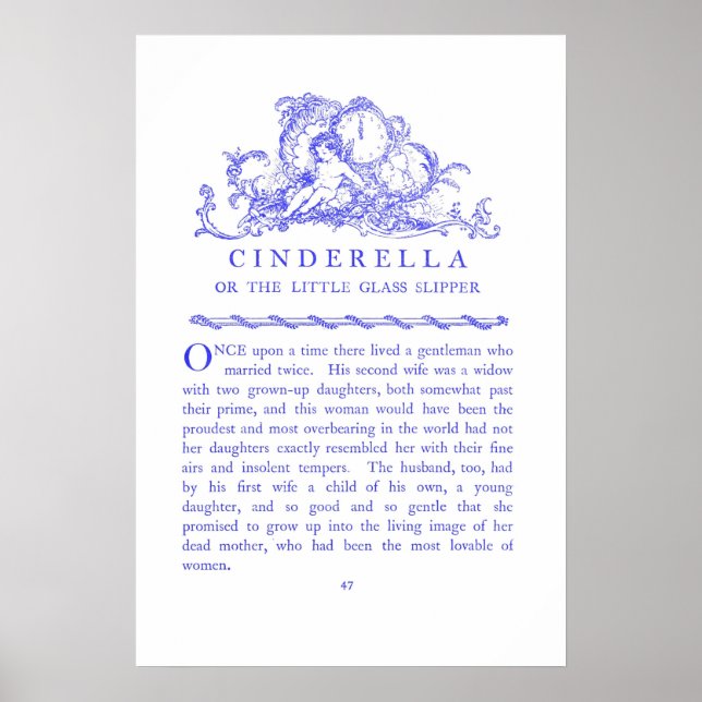 Cinderella Fairy Tale Book Blue Poster (Frente)