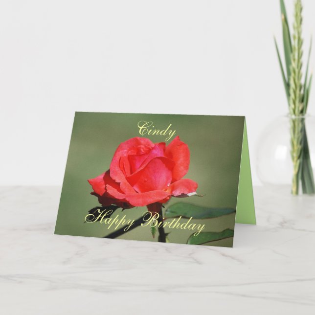 Cindy Happy Birthday - Cartão de Rosa (Frente)