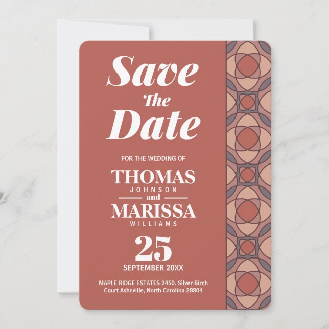 Cinnamon and Marsala Art Deco Save the Date QR (Frente)