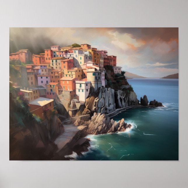 Cinque Terre Itália Landscape Art Impressão (Frente)