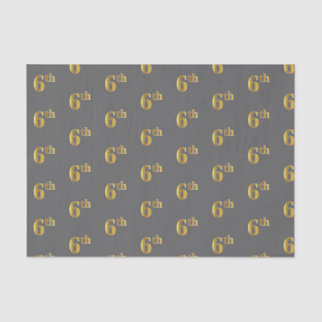 Cinza, 6 Dourado Faux (Sexto) Papel Tecido para Ev (Frente )
