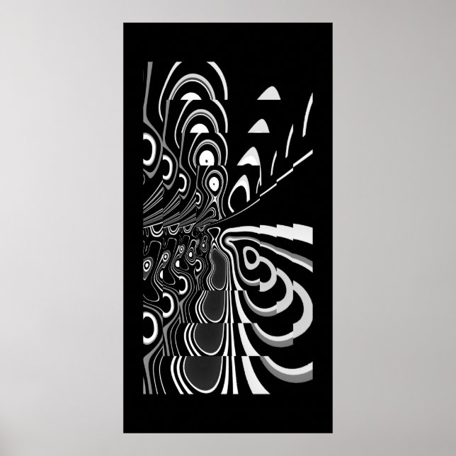 Cinza abstrato Art Poster preto ultra moderno (Frente)