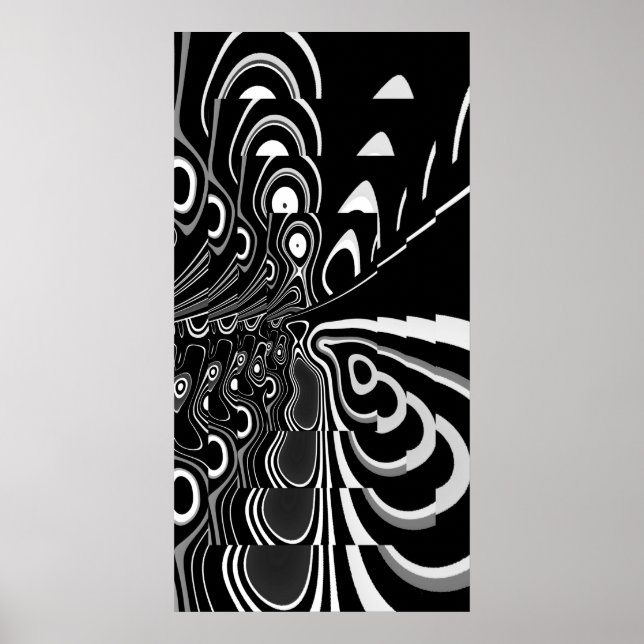 Cinza abstrato Art Poster preto ultra moderno (Frente)