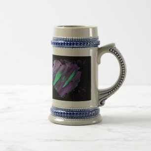 Cinza Abstrato azul-roxa Caneca de cerveja -azul-p