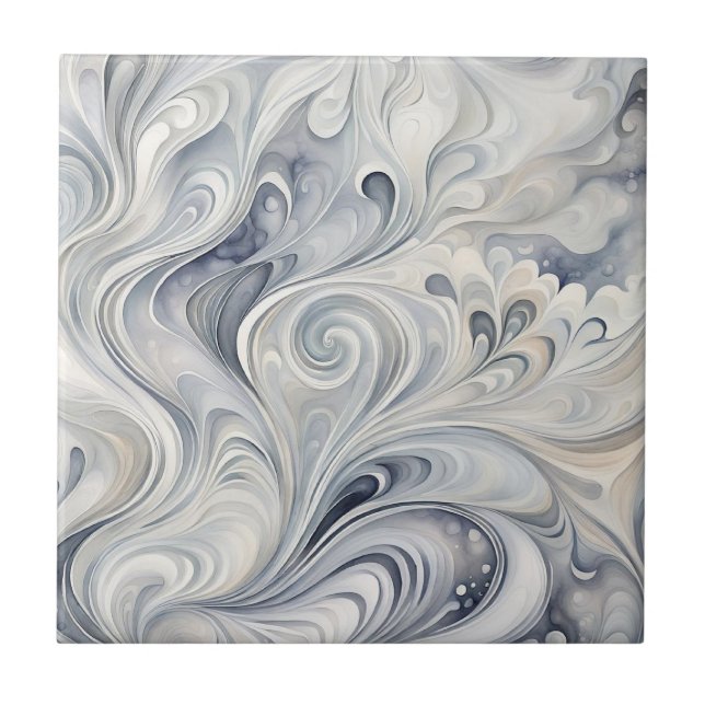 Cinza abstrato deixa 2 Azulejo cerâmico (Frente)