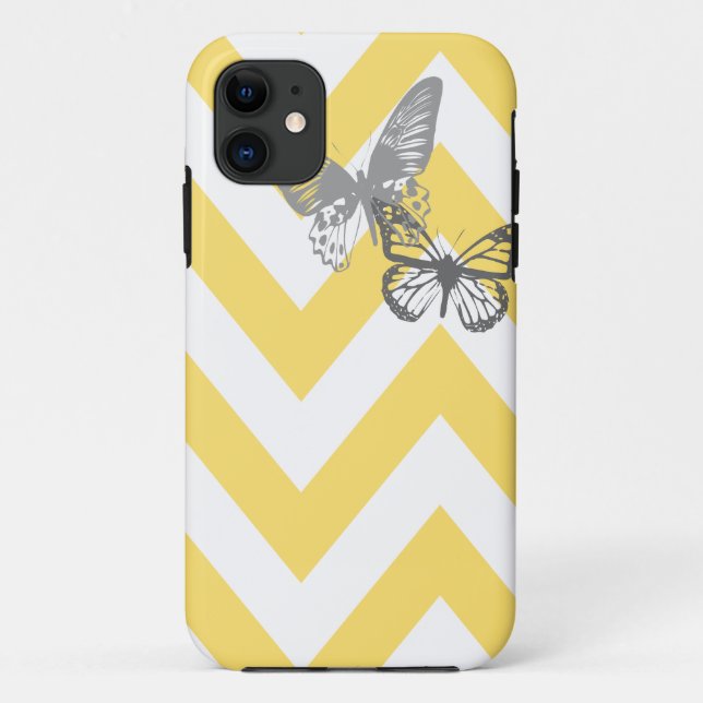 Cinza amarelo das capas de iphone | das borboletas (Verso)