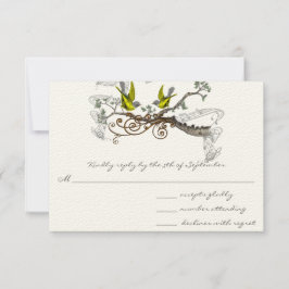 Cinza Amarelo Vintage Adora Pássaros Casando RSVP