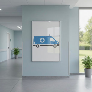 Cinza Ambulância Azul da Poster