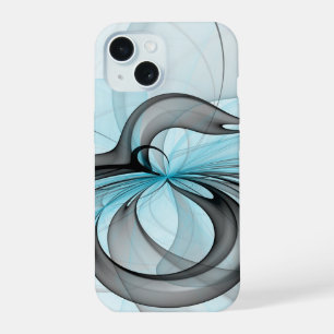 Cinza Antracite Arte Fractal Azul Moderna