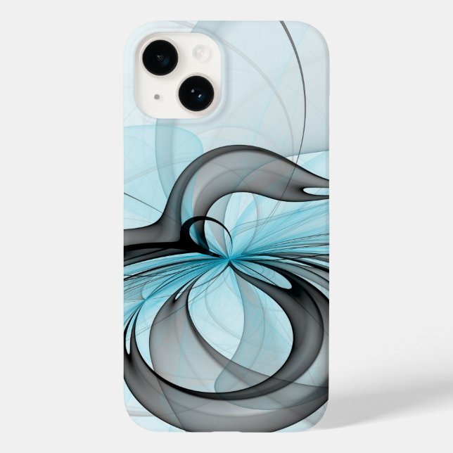 Cinza Antracite Arte Fractal Azul Moderna (Verso)