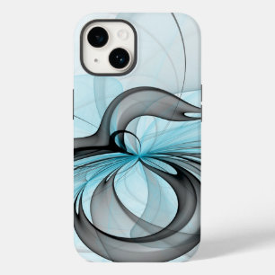 Cinza Antracite Arte Fractal Azul Moderna