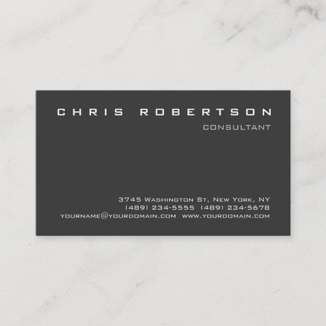 Cinza Atrativa Moderna de Cartão de visita (Frente)