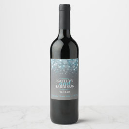 Cinza azul aqua borbulha rótulos de vinho de casam