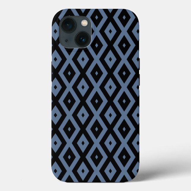 Cinza azul e padrão de diamante preto Case-Mate iP (Verso)