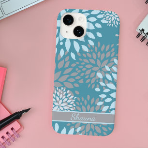 Cinza Azul e Padrão Floral Moderno do Teal
