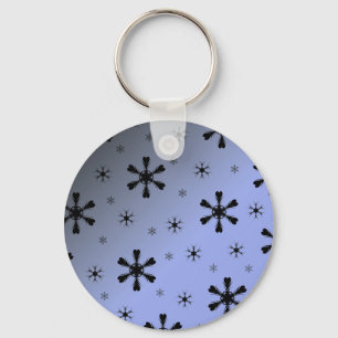 Cinza Azul Flocos de Neve Chaveiro